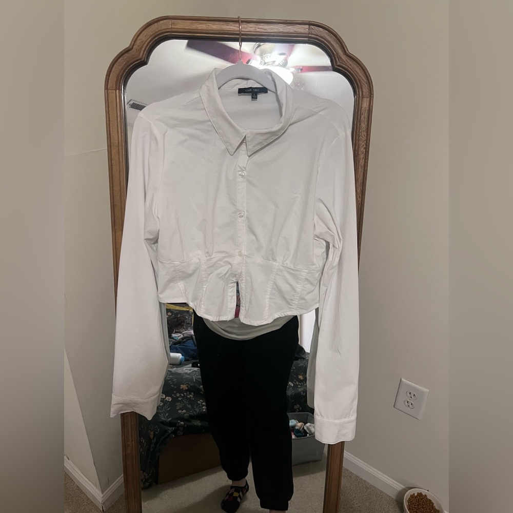 White collared  button up top